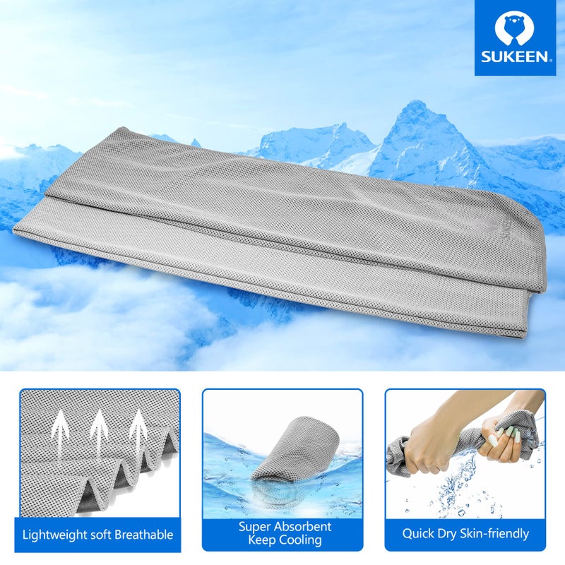 Sukeen [4 Pack] Cooling Towel (40"x12"),Ice Towel,Soft Breathable Chilly Towel,Microfiber Towel for Yoga,Sport,Running,Gym,Workout,Camping,Fitness,Workout & More Activities (Light Grey) - Image 2